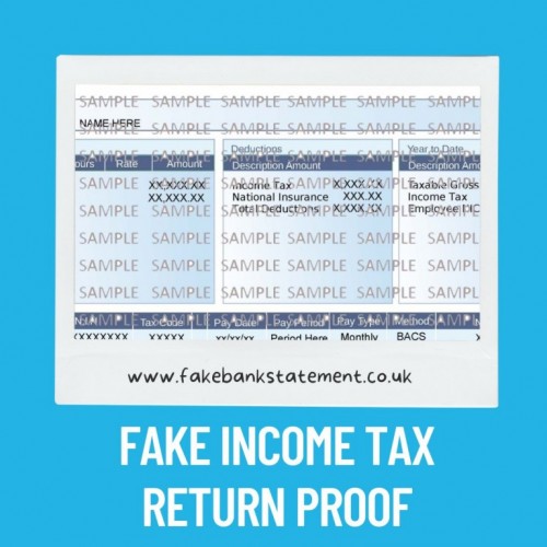 Create a fake income tax return proof, all income customized by you. P60, P45, SA302, Tax Overviews and much more with by year organized calculations. Fast e-mail Deliveries


Source: https://www.fakebankstatement.co.uk/fake-p60.html
